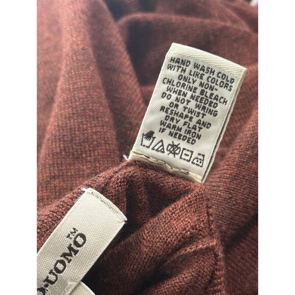 Pronto Uomo Men's Extra Fine Merino Wool Sweater Brown Pullover Mock Neck Size L - Picture 8 of 9